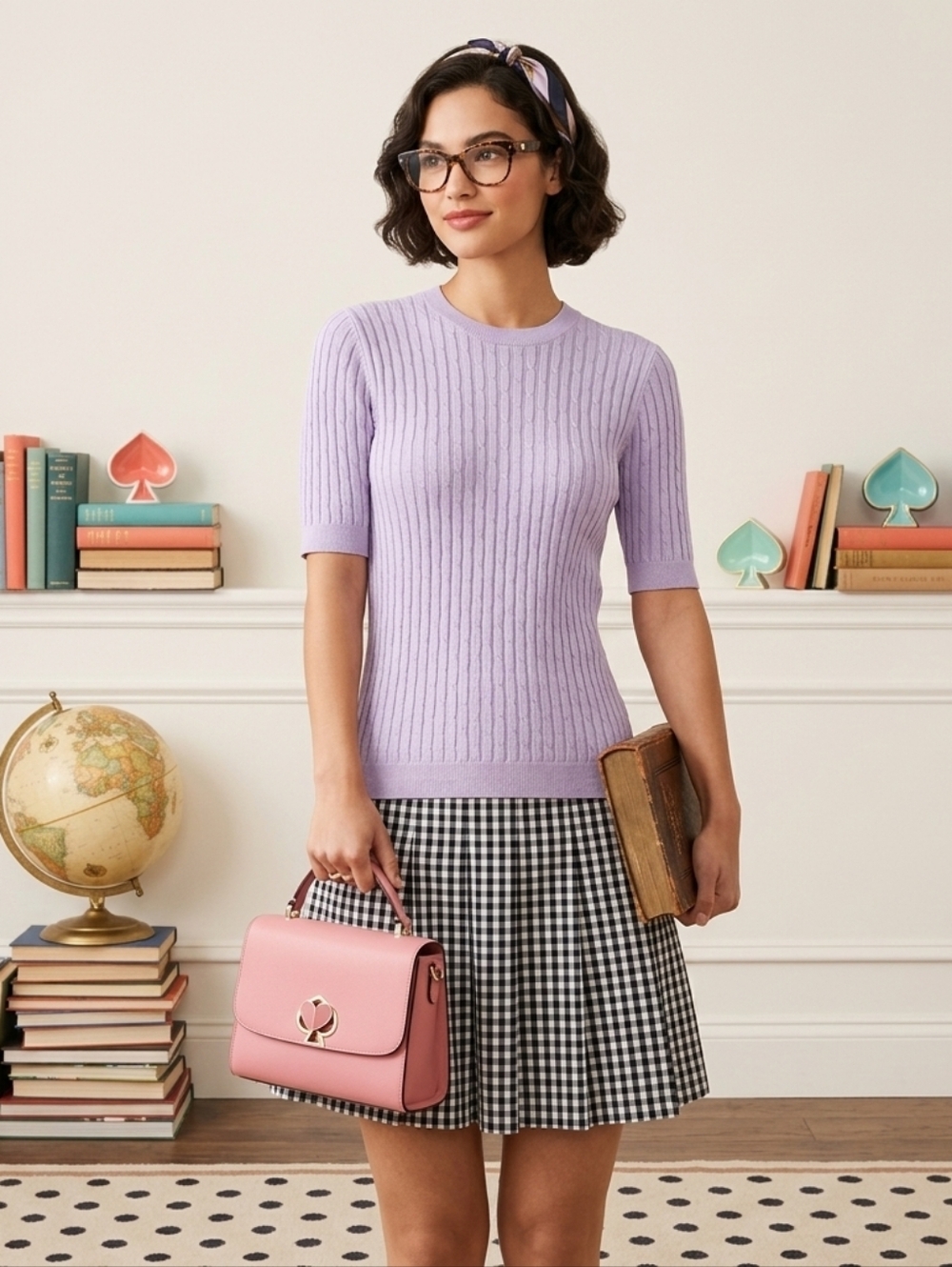 Lilac Ribbed Short-Sleeve Knit Top - Picture 2 of 5